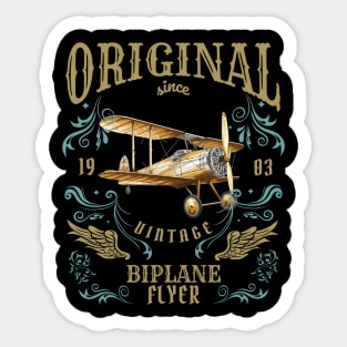 Vintage Biplane Flyer Sticker